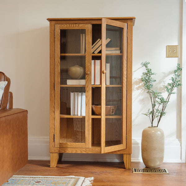 Bookcase with Glass Doors and Tapered Leg