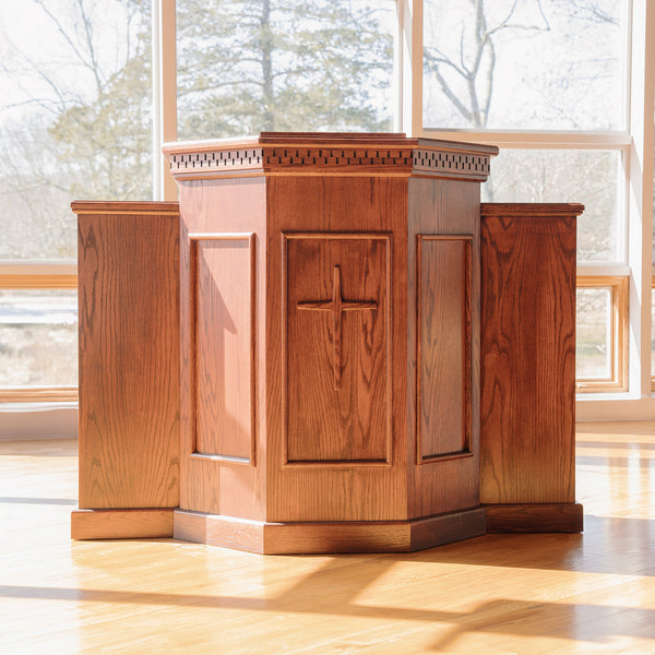 Handcrafted Wooden Lectern With Flower Stands