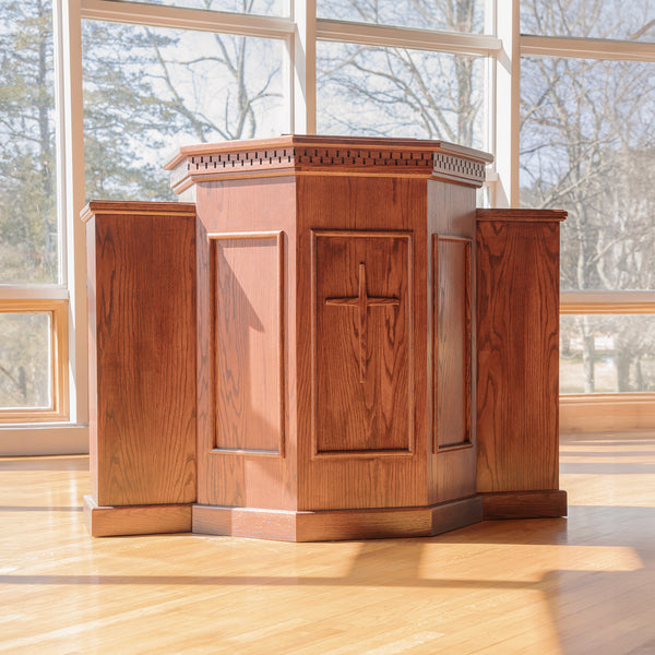 Handcrafted Wooden Lectern With Flower Stands