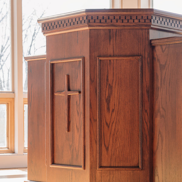 Handcrafted Wooden Lectern With Flower Stands
