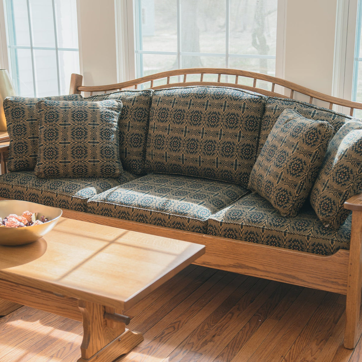Handcrafted Wooden Frame Sofa | Hunt Country Furniture Oak / Antique / Patchwork