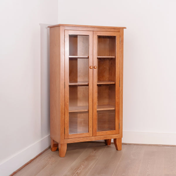Bookcase with Glass Doors and Tapered Leg