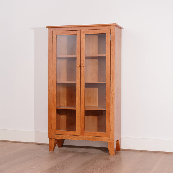 Bookcase with Glass Doors and Tapered Leg