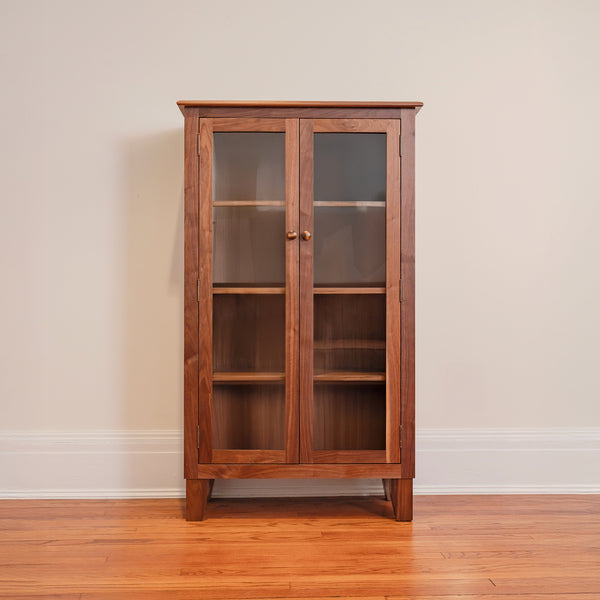 Bookcase with Glass Doors and Tapered Leg