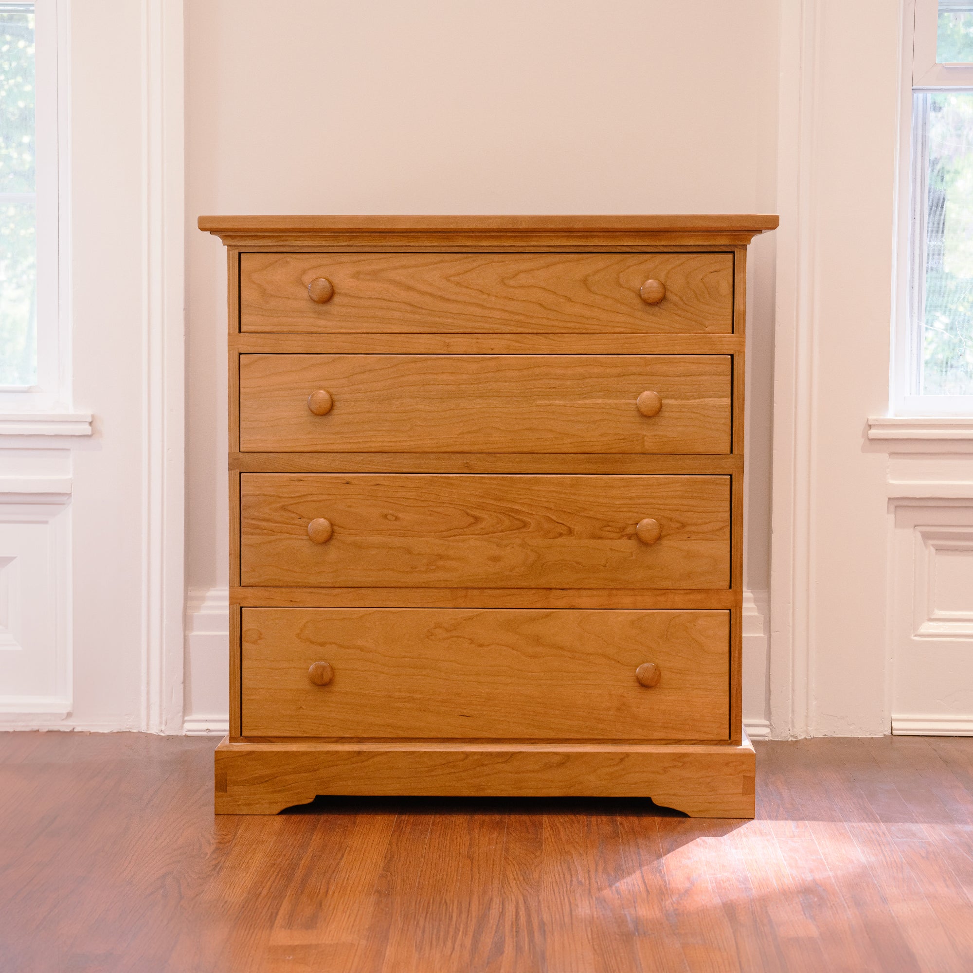 Handcrafted Wooden Four Drawer Bureau