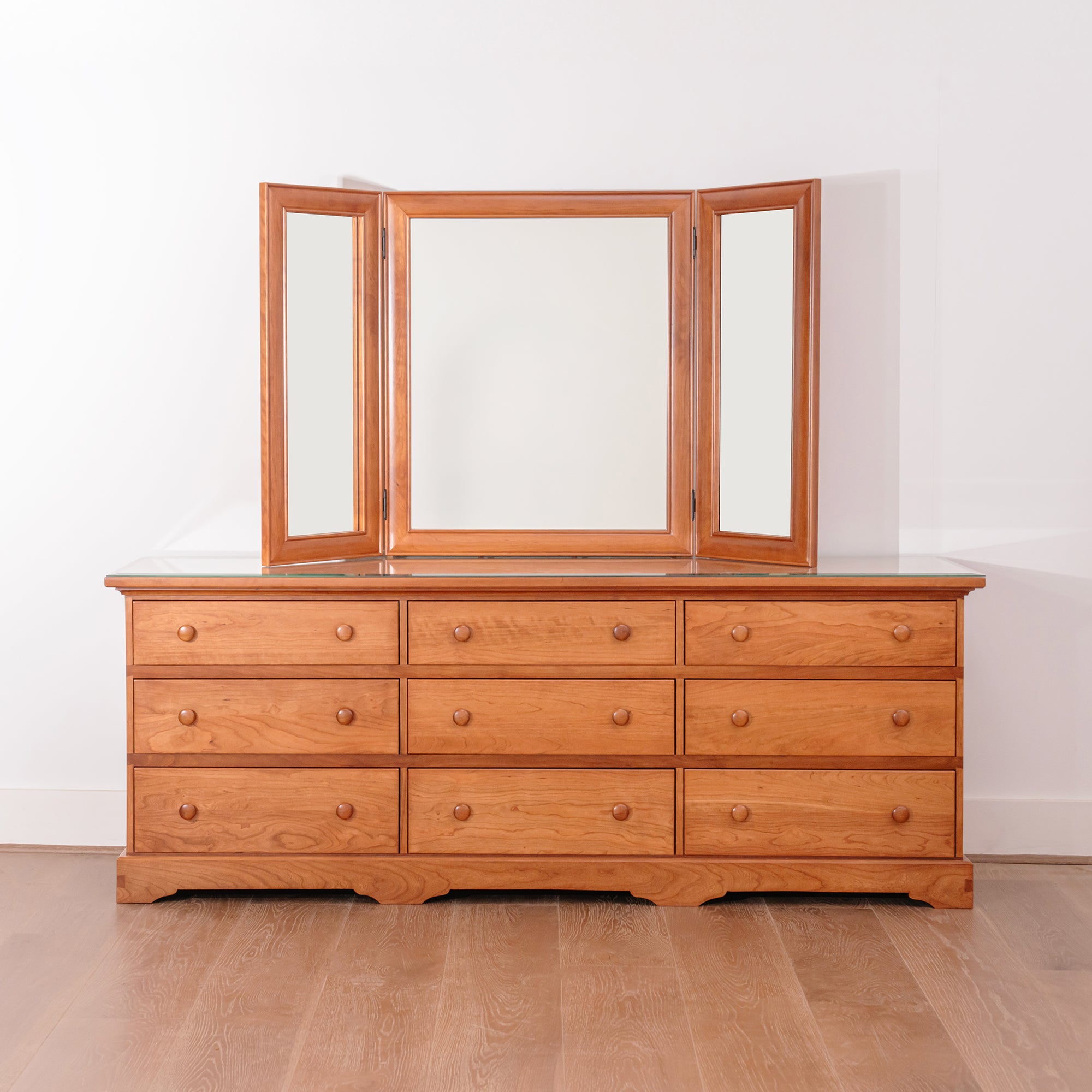 Handcrafted Wooden Nine Drawer Bureau