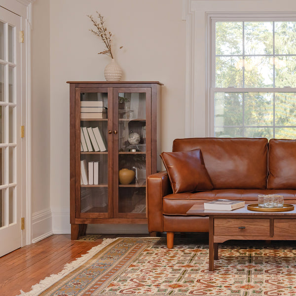 Bookcase with Glass Doors and Tapered Leg