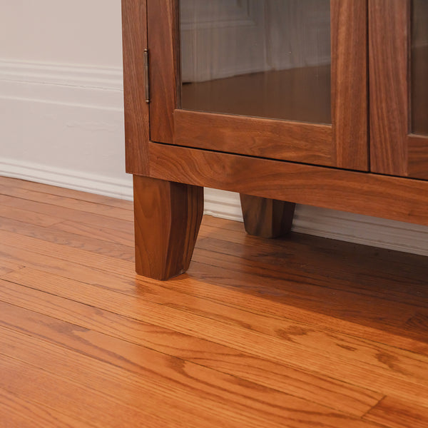 Bookcase with Glass Doors and Tapered Leg
